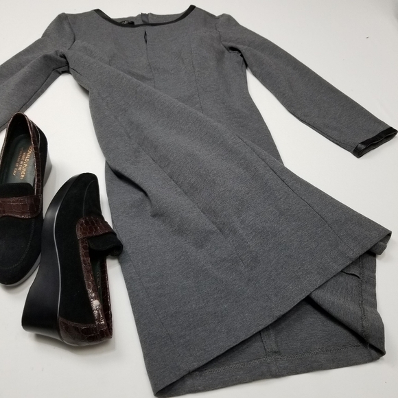 Talbots Grey Rayon Blend Sheath Dress 4 Petite - Picture 3 of 8